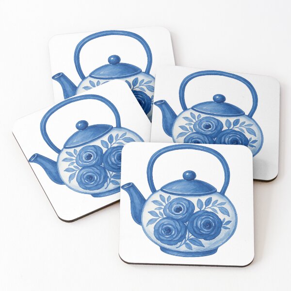 Item preview, Blue Porcelain Teapot – Hand-Painted Watercolor  design  designed and sold by Pacika.
