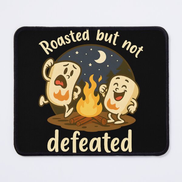 Item preview, Roasted But Not Defeated Funny Marshmallow Campfire Cartoon Cute Camping Humor Design designed and sold by DrawHandArt.