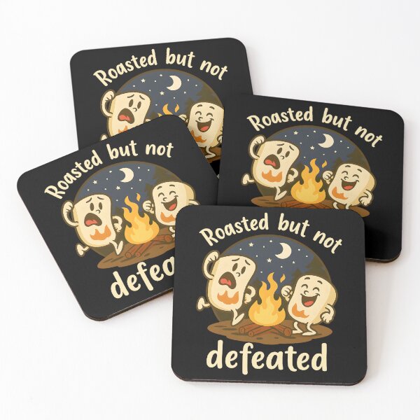 Item preview, Roasted But Not Defeated Funny Marshmallow Campfire Cartoon Cute Camping Humor Design designed and sold by DrawHandArt.