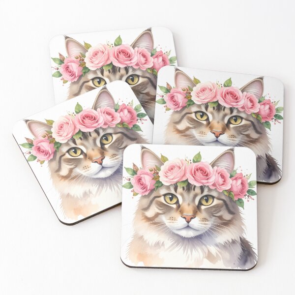Item preview, CAT WITH FLOWER CROWN designed and sold by cubiask.