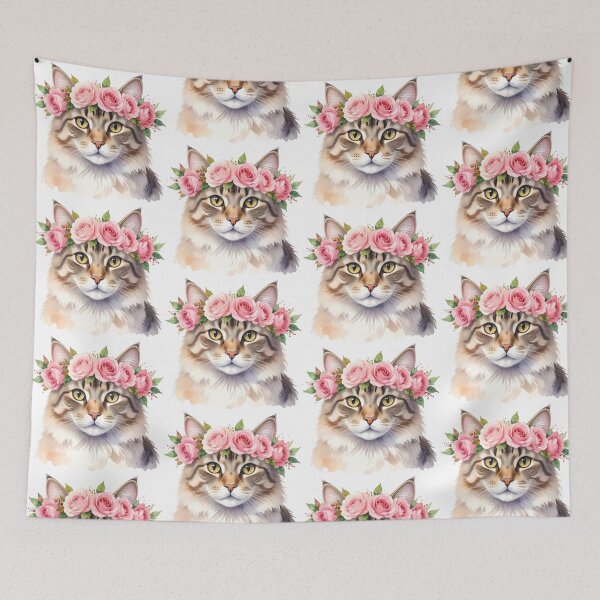 Item preview, CAT WITH FLOWER CROWN designed and sold by cubiask.
