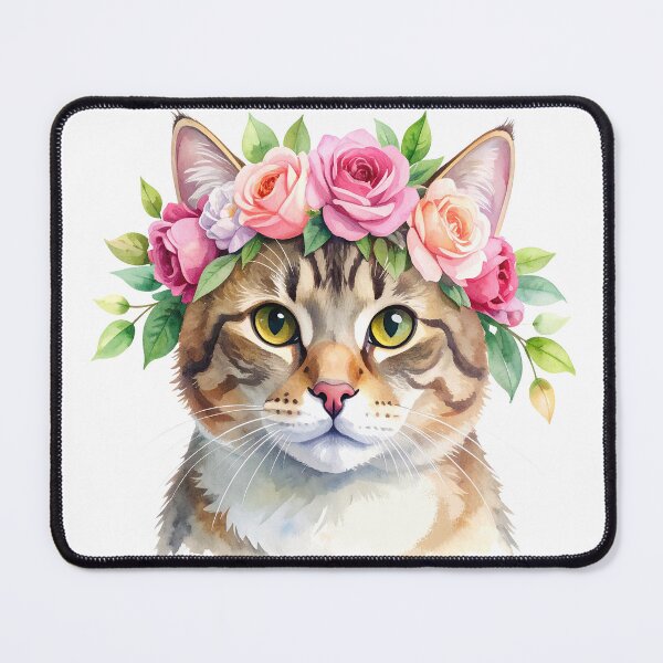 Item preview, CAT WITH FLOWER CROWN designed and sold by cubiask.