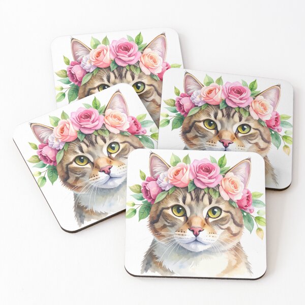 Item preview, CAT WITH FLOWER CROWN designed and sold by cubiask.