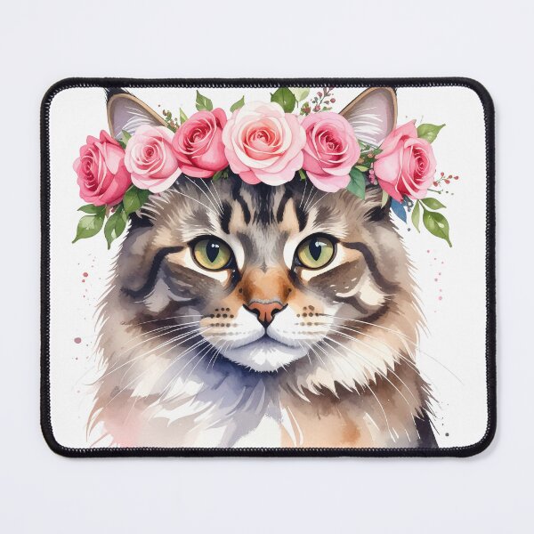 Item preview, CAT WITH FLOWER CROWN designed and sold by cubiask.