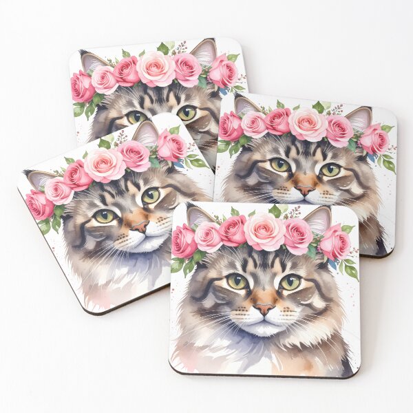 Item preview, CAT WITH FLOWER CROWN designed and sold by cubiask.
