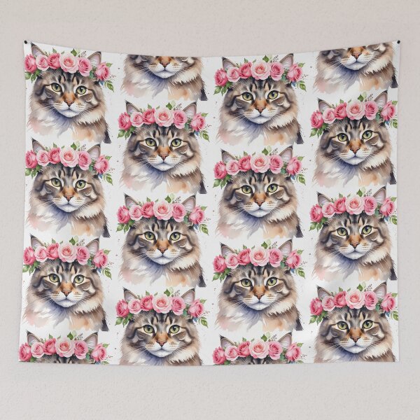 Item preview, CAT WITH FLOWER CROWN designed and sold by cubiask.