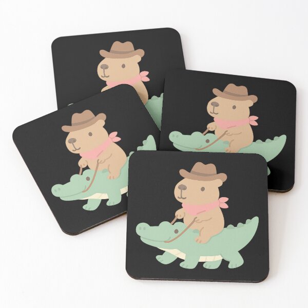 Item preview, Cute Kawaii Cowboy Capybara Riding an Alligator designed and sold by Tim Mendy.