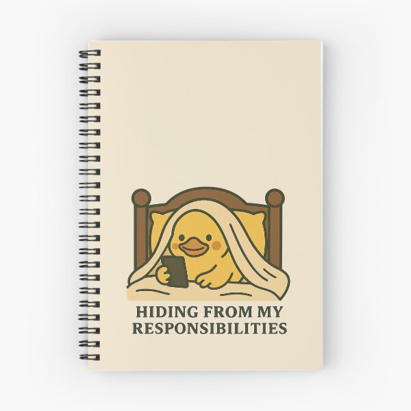 Item preview, Cute Duck Hiding From Responsibilities – Funny Procrastination Cartoon Illustration designed and sold by Florarts.