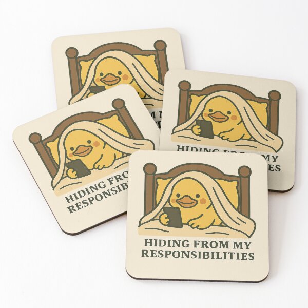 Item preview, Cute Duck Hiding From Responsibilities – Funny Procrastination Cartoon Illustration designed and sold by Florarts.
