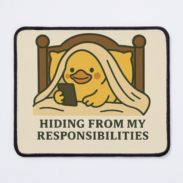 Item preview, Cute Duck Hiding From Responsibilities – Funny Procrastination Cartoon Illustration designed and sold by Florarts.