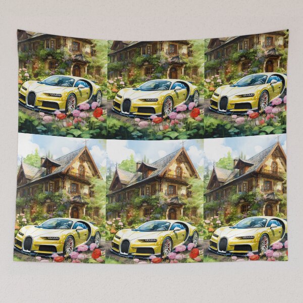 Item preview, Hypercar Parked In Vibrant Garden Beside Elegant Manor designed and sold by RevUpDesign.