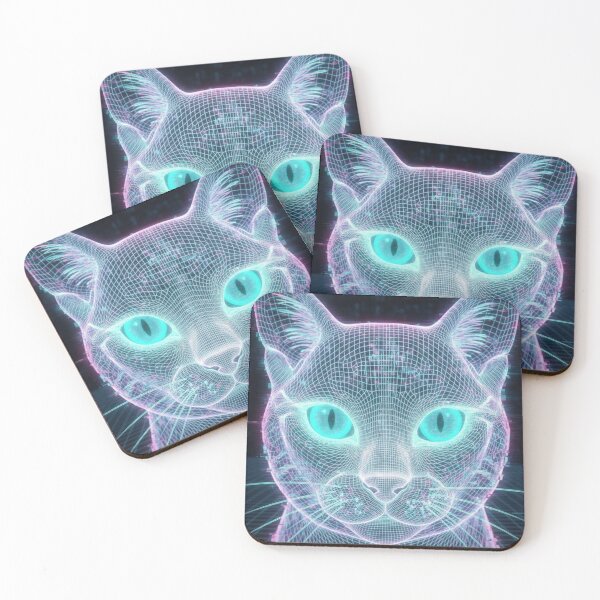 Item preview, 3D Mesh Grid Cat Futuristic Digital Wireframe Feline Design designed and sold by Neko-Doodle-co.
