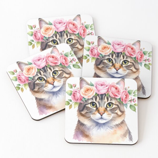 Item preview, CAT WITH FLOWER CROWN designed and sold by cubiask.