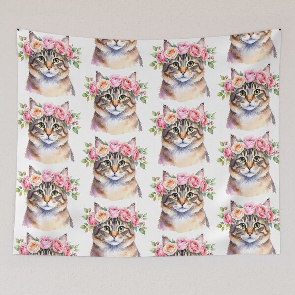 Item preview, CAT WITH FLOWER CROWN designed and sold by cubiask.