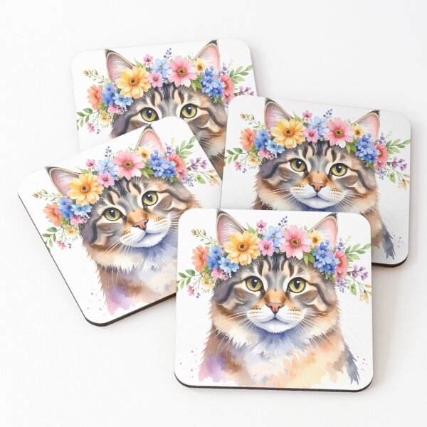 Item preview, CAT WITH FLOWER CROWN designed and sold by cubiask.