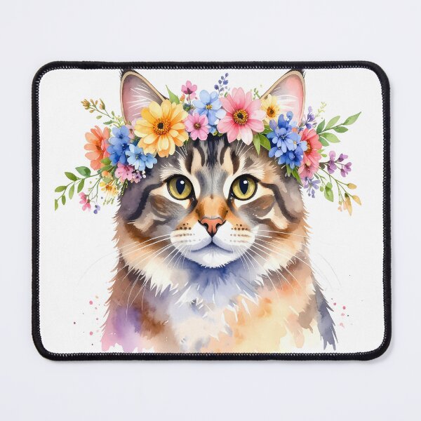 Item preview, CAT WITH FLOWER CROWN designed and sold by cubiask.