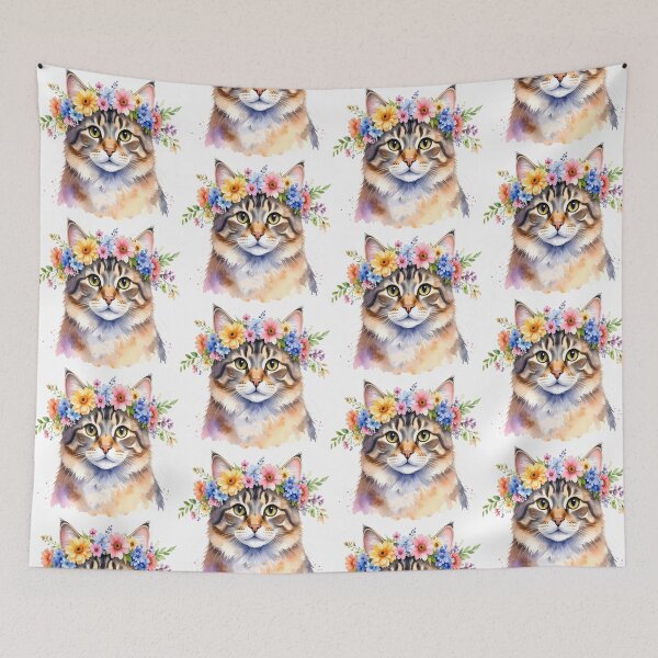 Item preview, CAT WITH FLOWER CROWN designed and sold by cubiask.