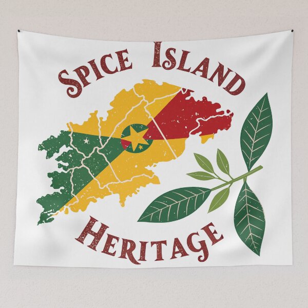 Item preview, Spice Island Heritage – Retro Grenada Map Vintage  designed and sold by VividOrganica.