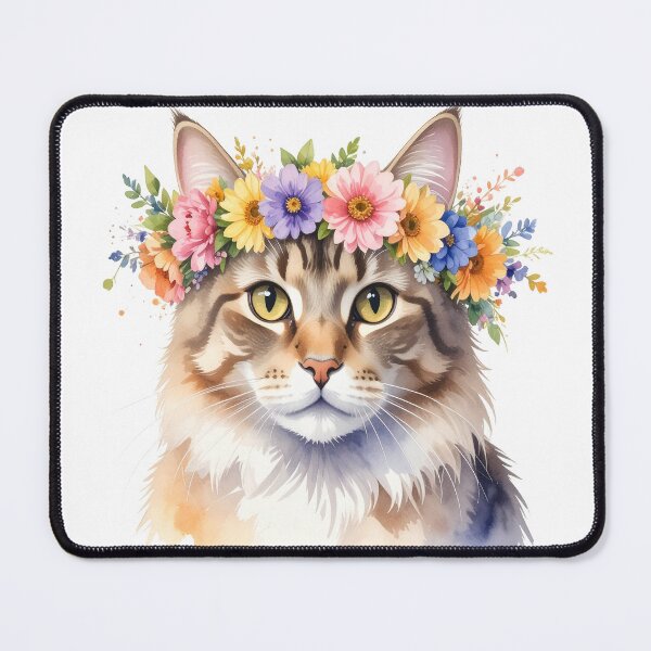 Item preview, CAT WITH FLOWER CROWN designed and sold by cubiask.