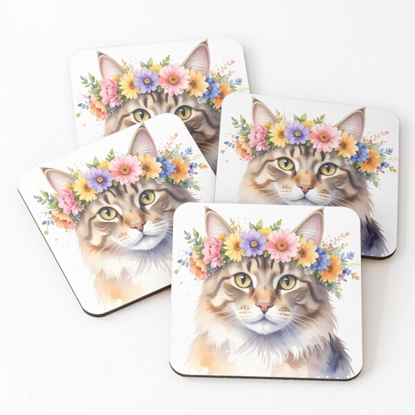 Item preview, CAT WITH FLOWER CROWN designed and sold by cubiask.