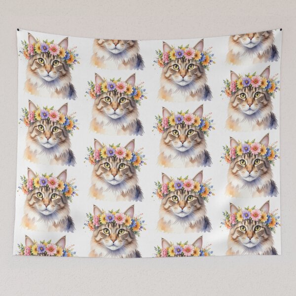 Item preview, CAT WITH FLOWER CROWN designed and sold by cubiask.