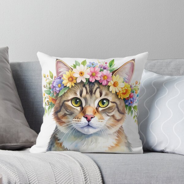 Item preview, CAT WITH FLOWER CROWN designed and sold by cubiask.