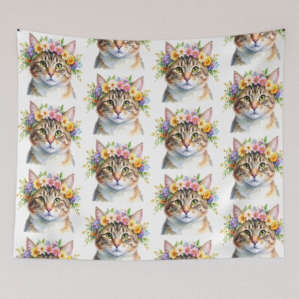 Item preview, CAT WITH FLOWER CROWN designed and sold by cubiask.
