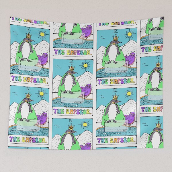 Item preview, The Emperor Penguin and Seal Tarot Card Original Art Illustration designed and sold by Intergalactic Unicorn: Art by Anna Schmidt.