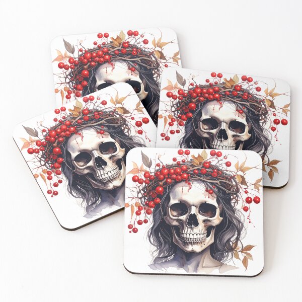 Item preview, SKULL WITH FLOWER CROWN designed and sold by cubiask.