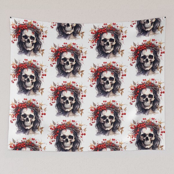 Item preview, SKULL WITH FLOWER CROWN designed and sold by cubiask.