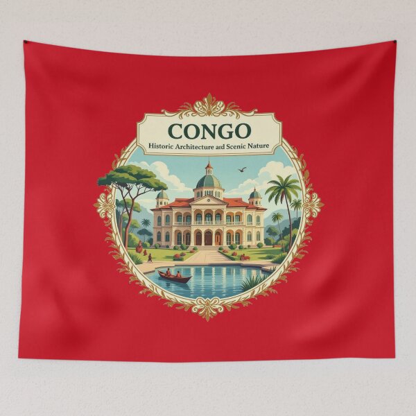 Item preview, Congo Historic Architecture and Scenic Nature – 3D Artistic Label   designed and sold by PaintMeWorld.