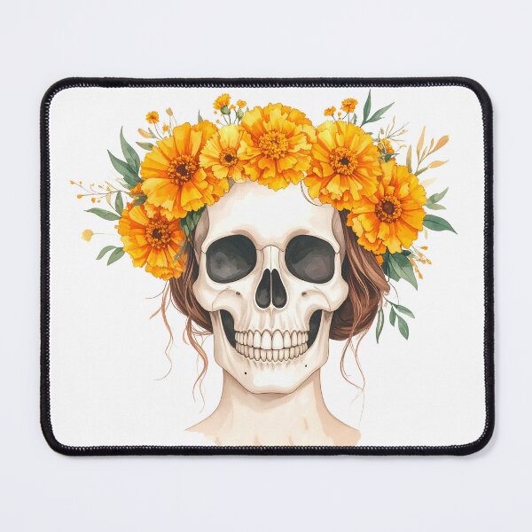 Item preview, SKULL WITH CROWN OF YELLOW FLOWERS designed and sold by cubiask.