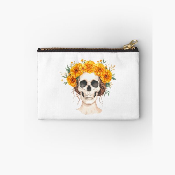 Item preview, SKULL WITH CROWN OF YELLOW FLOWERS designed and sold by cubiask.