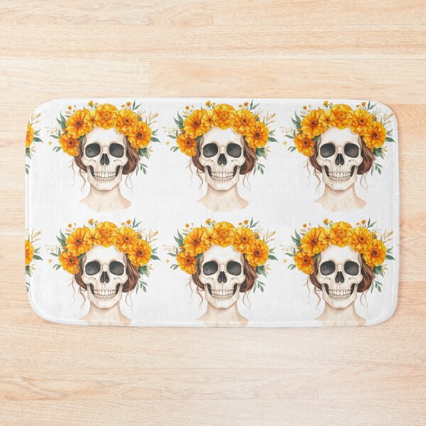 Item preview, SKULL WITH CROWN OF YELLOW FLOWERS designed and sold by cubiask.