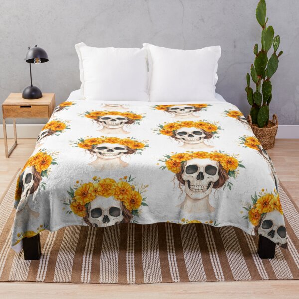 Item preview, SKULL WITH CROWN OF YELLOW FLOWERS designed and sold by cubiask.