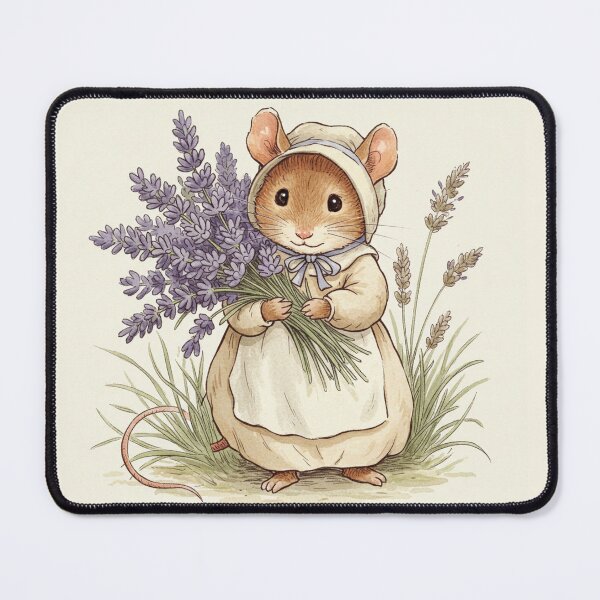 Item preview, Little Mouse with Lavender Bouquet designed and sold by Pasteltone.