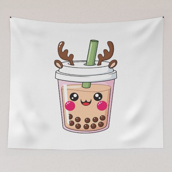 Item preview, Cute Kawaii Christmas Reindeer Bubble Tea designed and sold by istoriadesign.