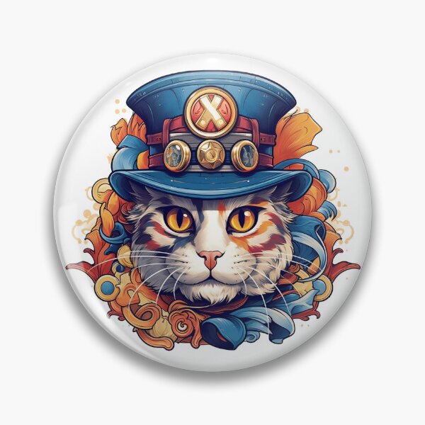 Item preview, Steampunk Cat – Cute Fantasy Steampunk Animal Art | Tama the Station Master Cat designed and sold by butani4.