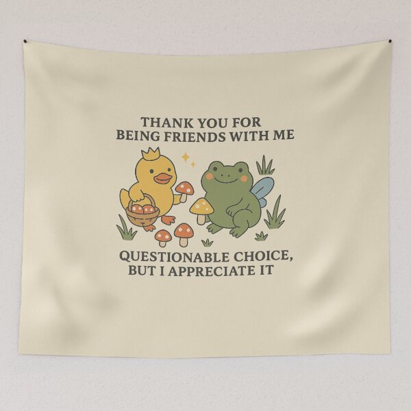 Item preview, Cute Duck and Frog Friendship – Funny Relatable Cartoon Illustration designed and sold by Florarts.