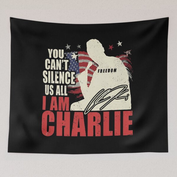 Item preview, Charlie Kirk "You Can't Silence Us All I Am Charlie" Freedom Signature  designed and sold by JeyVel.