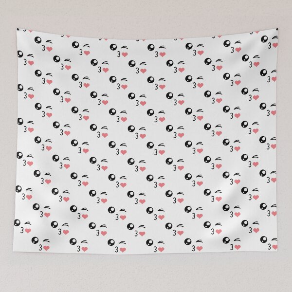 Item preview, Cute kawaii winky kiss mouth heart face pattern designed and sold by BlushyPrint.