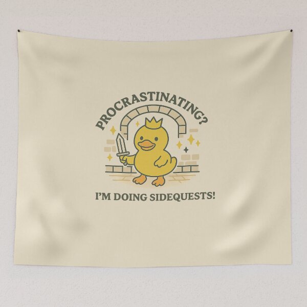 Item preview, Funny Duck Procrastination – Cute Gamer Sidequest Cartoon designed and sold by Florarts.