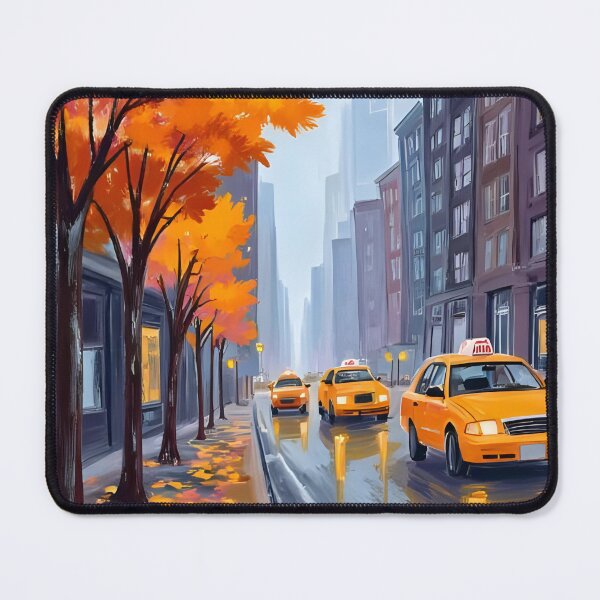 Item preview, Autumn in New York City – Cozy Fall Street Scene with Yellow Cabs designed and sold by The Sandy Design Store.