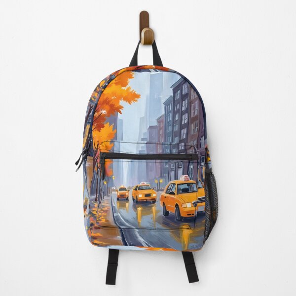 Item preview, Autumn in New York City – Cozy Fall Street Scene with Yellow Cabs designed and sold by Sandy's Cheeky Studio.