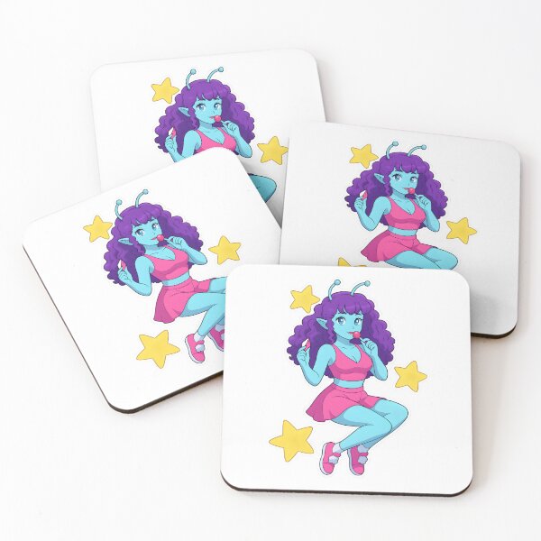 Item preview, Alien Anime Girl in Pink Outfit with Purple Curls - a Lollipop Among Stars designed and sold by OsasChild.