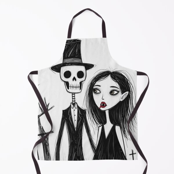 Item preview, Fancy dapper Skeleton man and Vampire girl cool horror art designed and sold by Vintage Designs +.