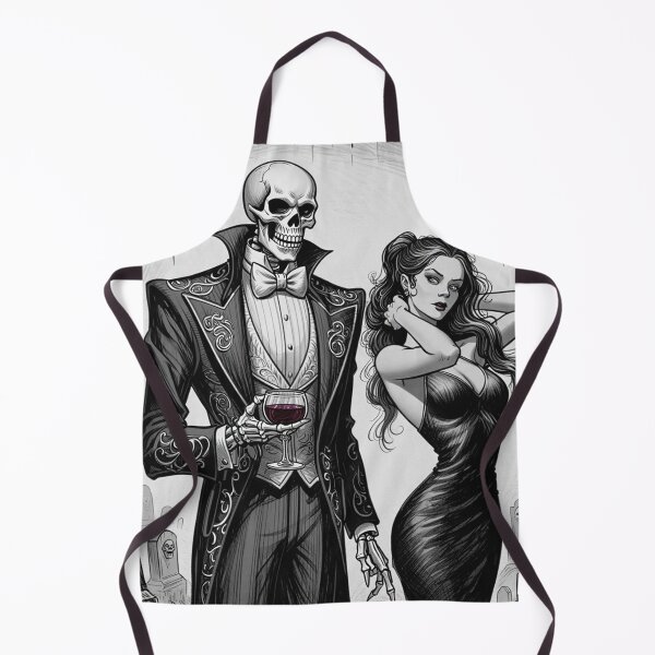 Item preview,  Fancy dapper Skeleton man and Vampire girl cool horror art designed and sold by Vintage Designs +.
