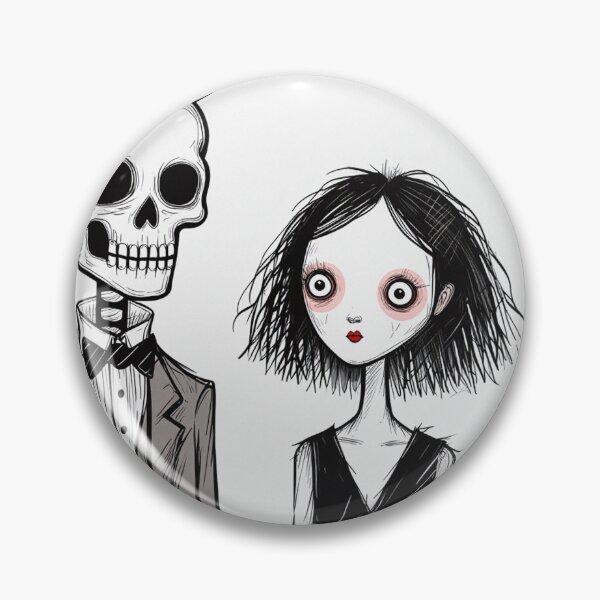 Item preview,  Fancy dapper Skeleton man and Vampire girl cool horror art designed and sold by Vintage Designs +.