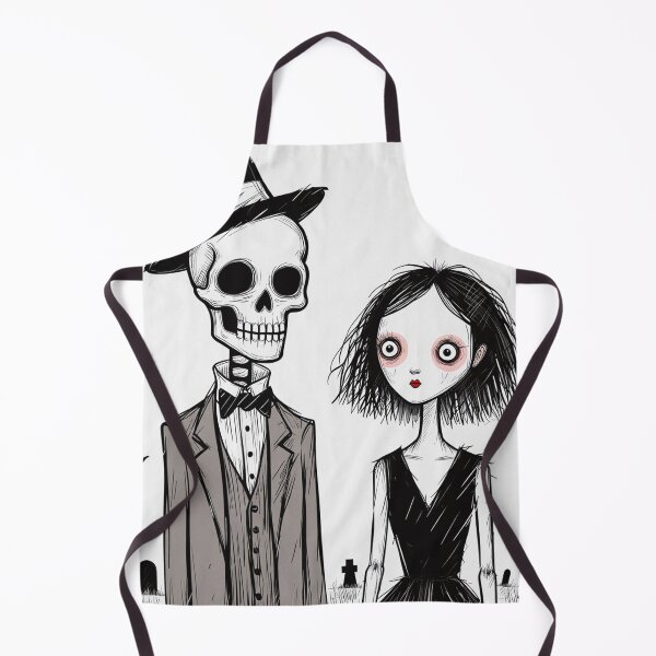 Item preview,  Fancy dapper Skeleton man and Vampire girl cool horror art designed and sold by Vintage Designs +.