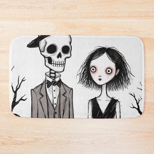 Item preview,  Fancy dapper Skeleton man and Vampire girl cool horror art designed and sold by Vintage Designs +.